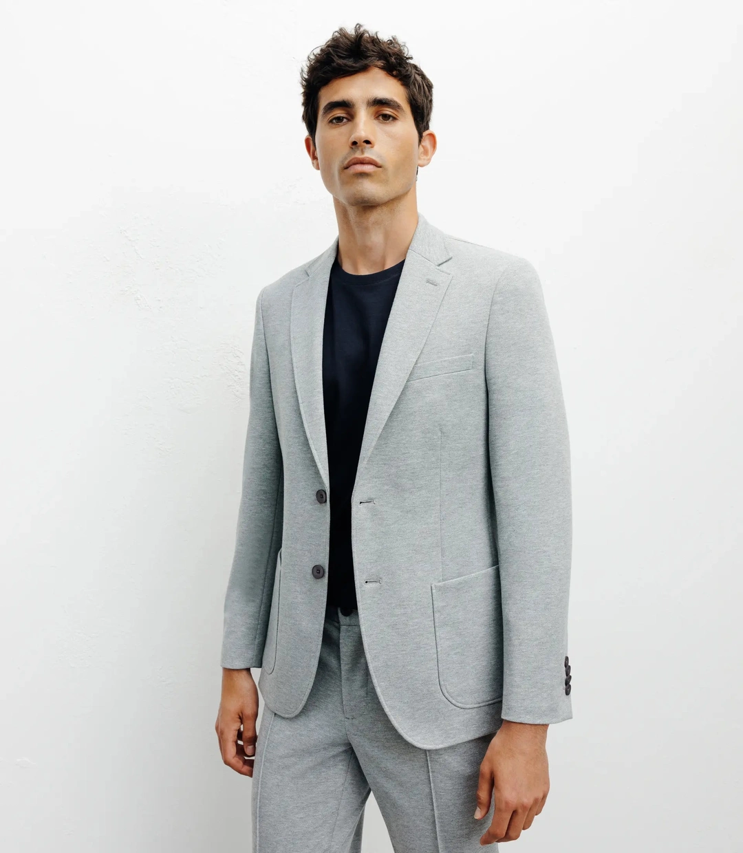 IZAC - Veste ville en maille 2 boutons gris