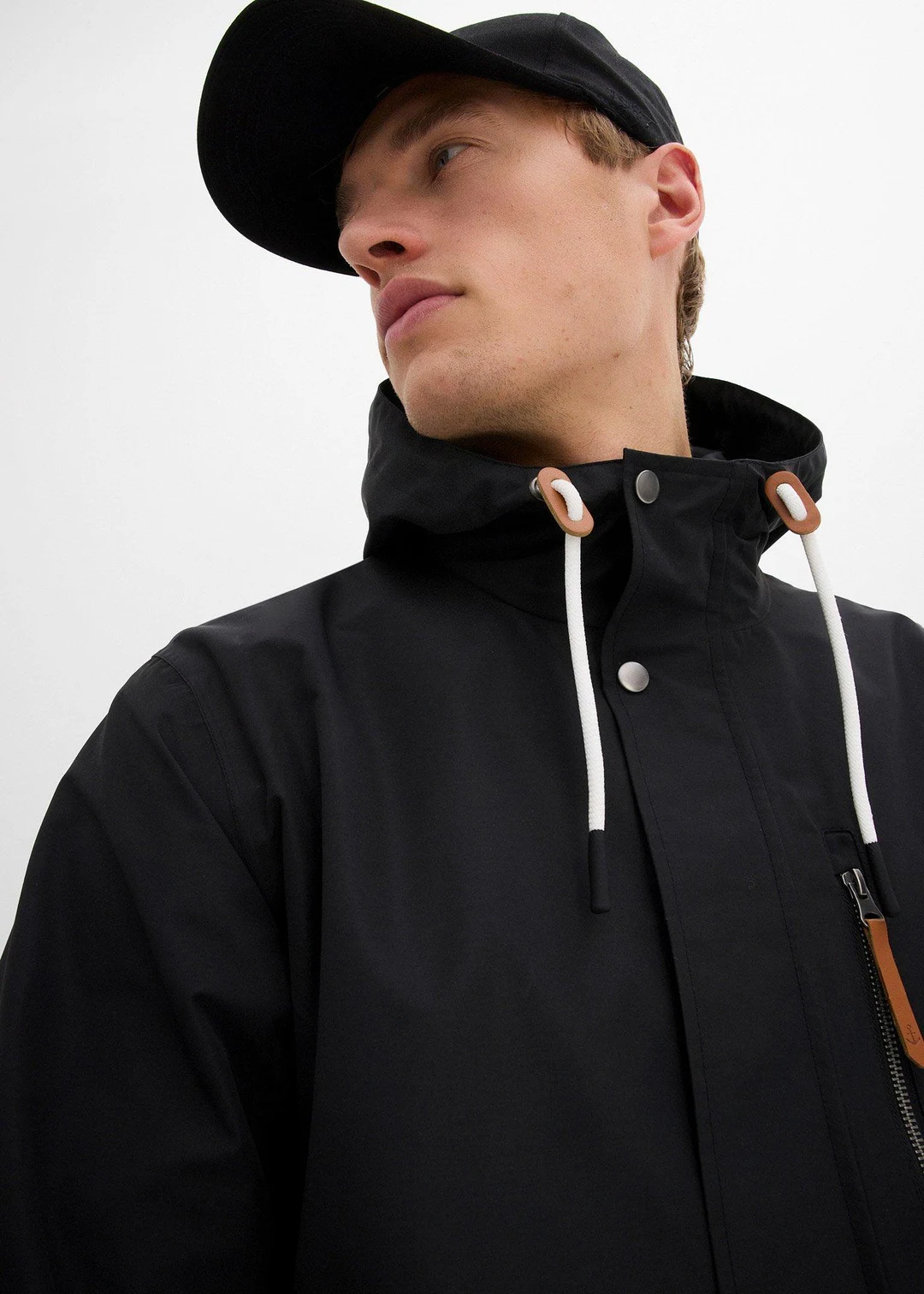 Veste imperméable à capuche et détails enduits - 3