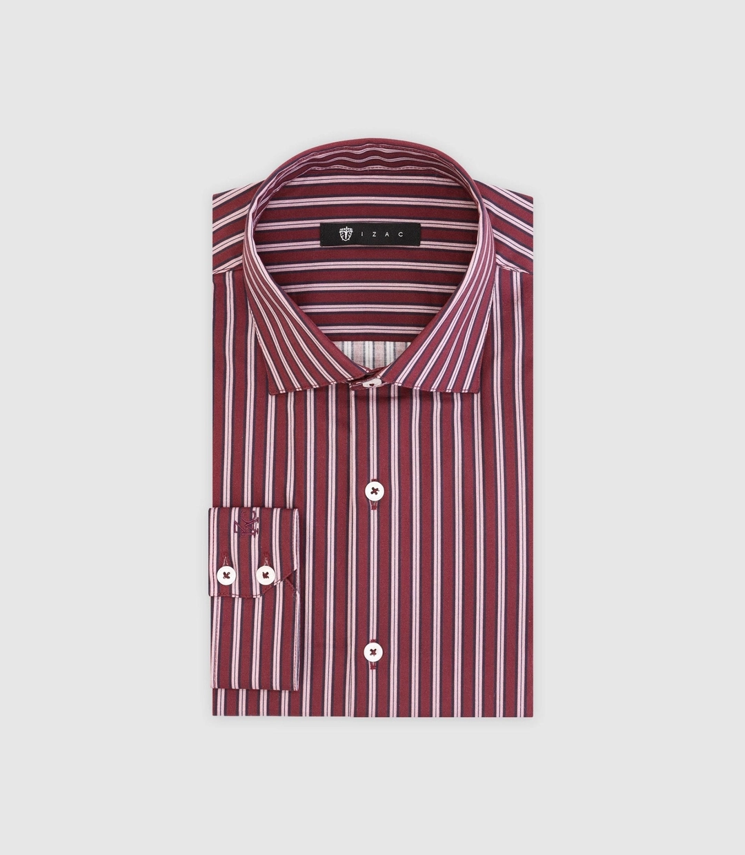 IZAC - Chemise ajustée à rayures bordeaux