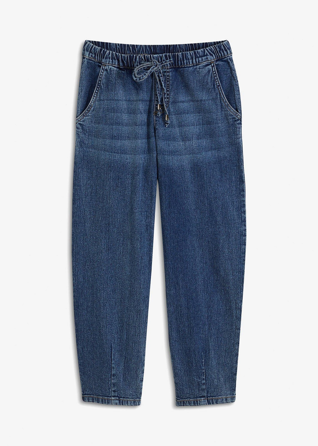Jean barrel taille mi-haute élastiquée