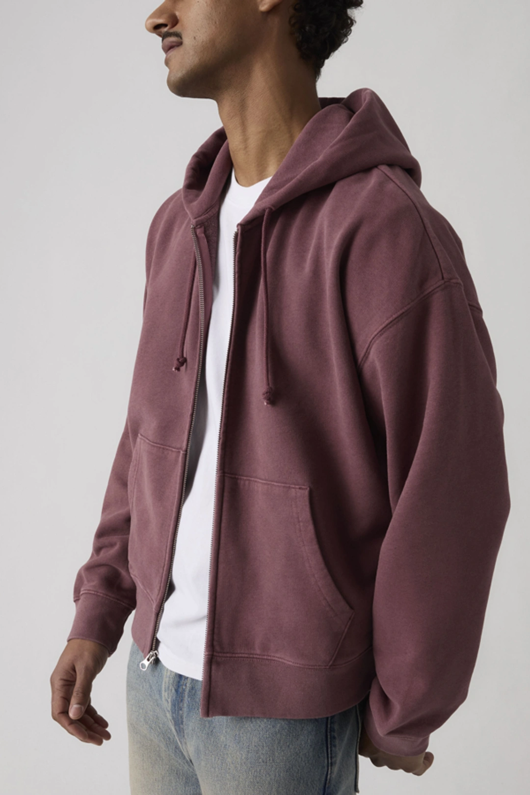 Levi's Sweat Shirt Zippé Hayes Boxy - Homme - Blanc / Falke Birch Camo Silvery Tonal - XL