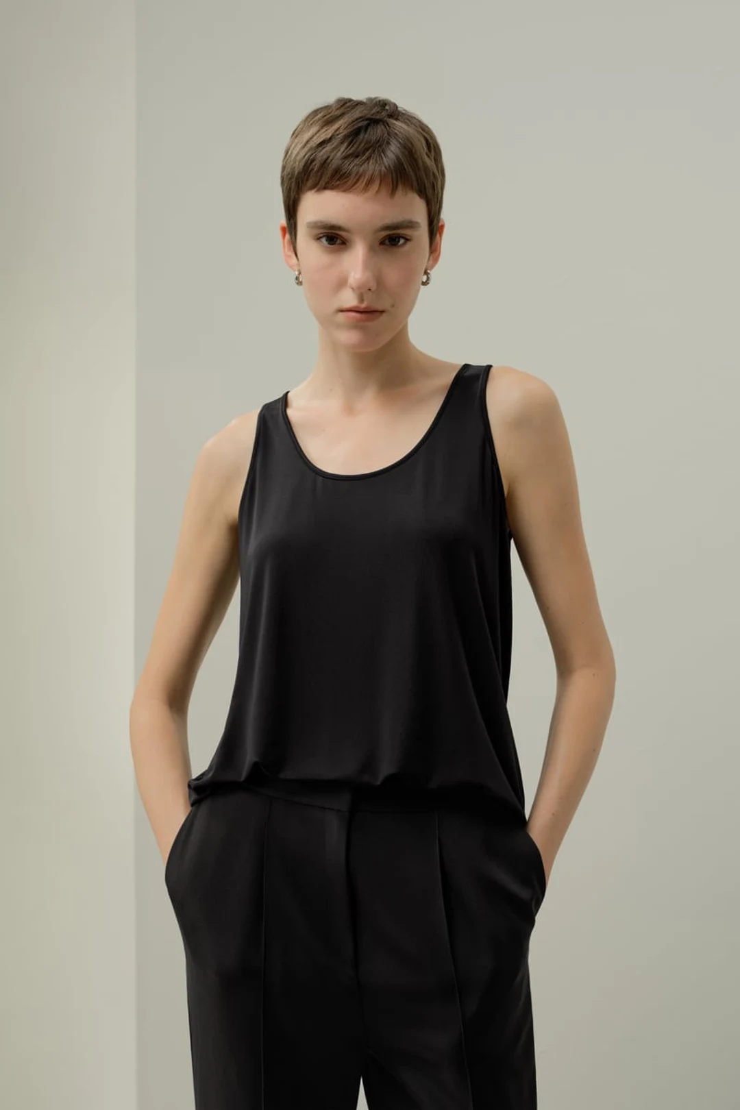 LILYSILK Débardeur Jersey Silk Breeze Noir L - Léger, Respirant et Élégant - Soie et Viscose - Top Femme