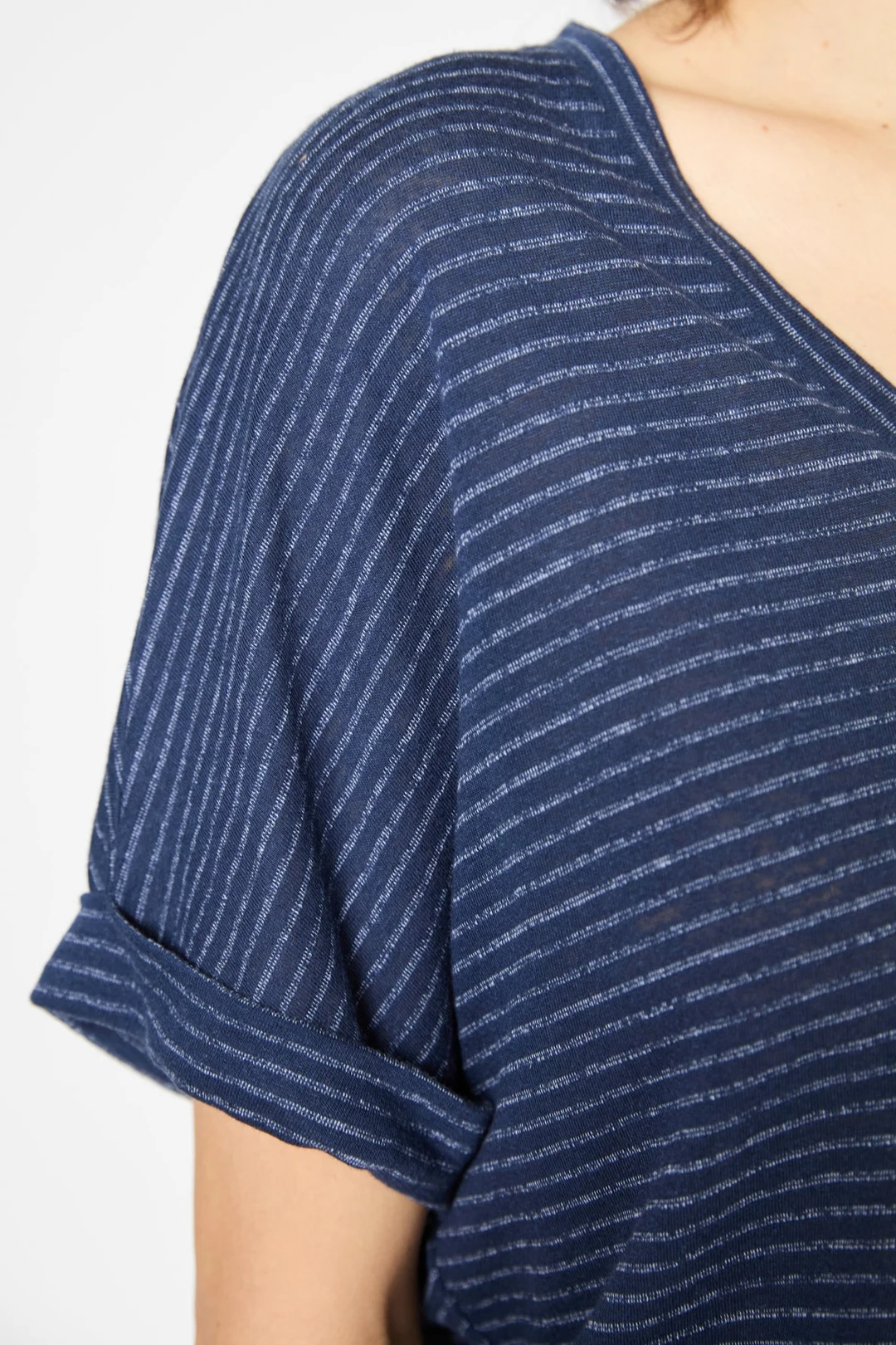 T-shirt V à rayures - GLADYS - Indigo - 3