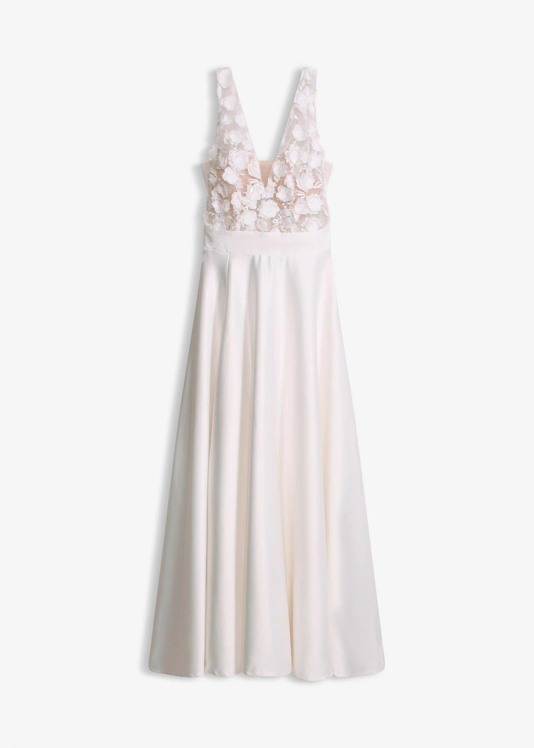 Robe de mariée en satin brillant avec application de fleurs