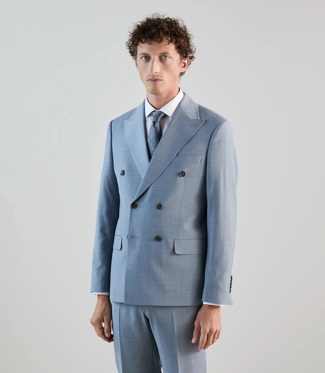 IZAC - Costume croisé bleu ciel