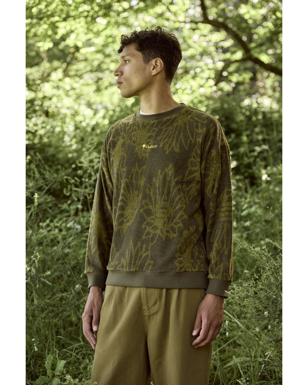 Sweat col rond kaki foncé bio - FANGO