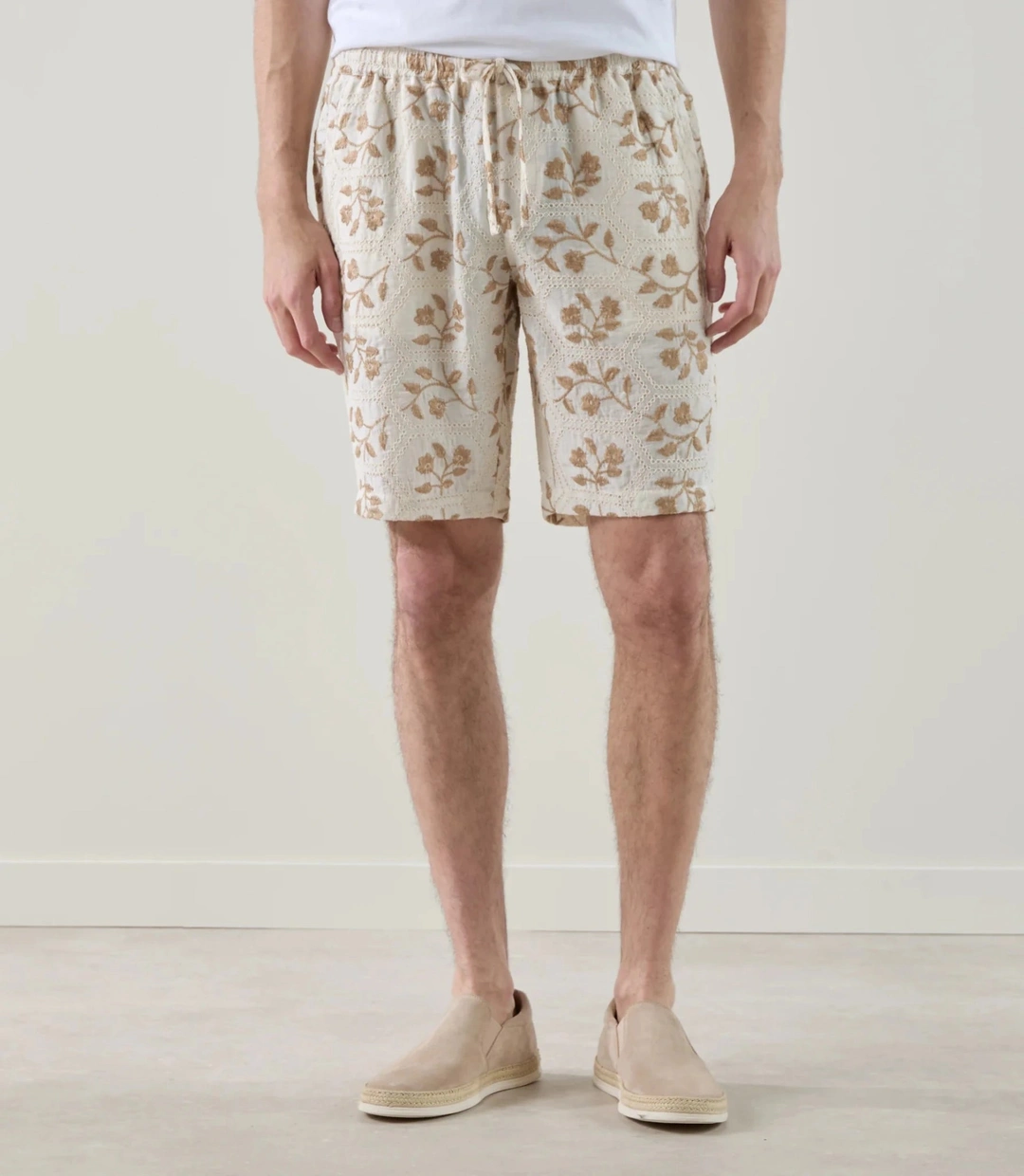 IZAC - Bermuda avec taille élastiquée beige