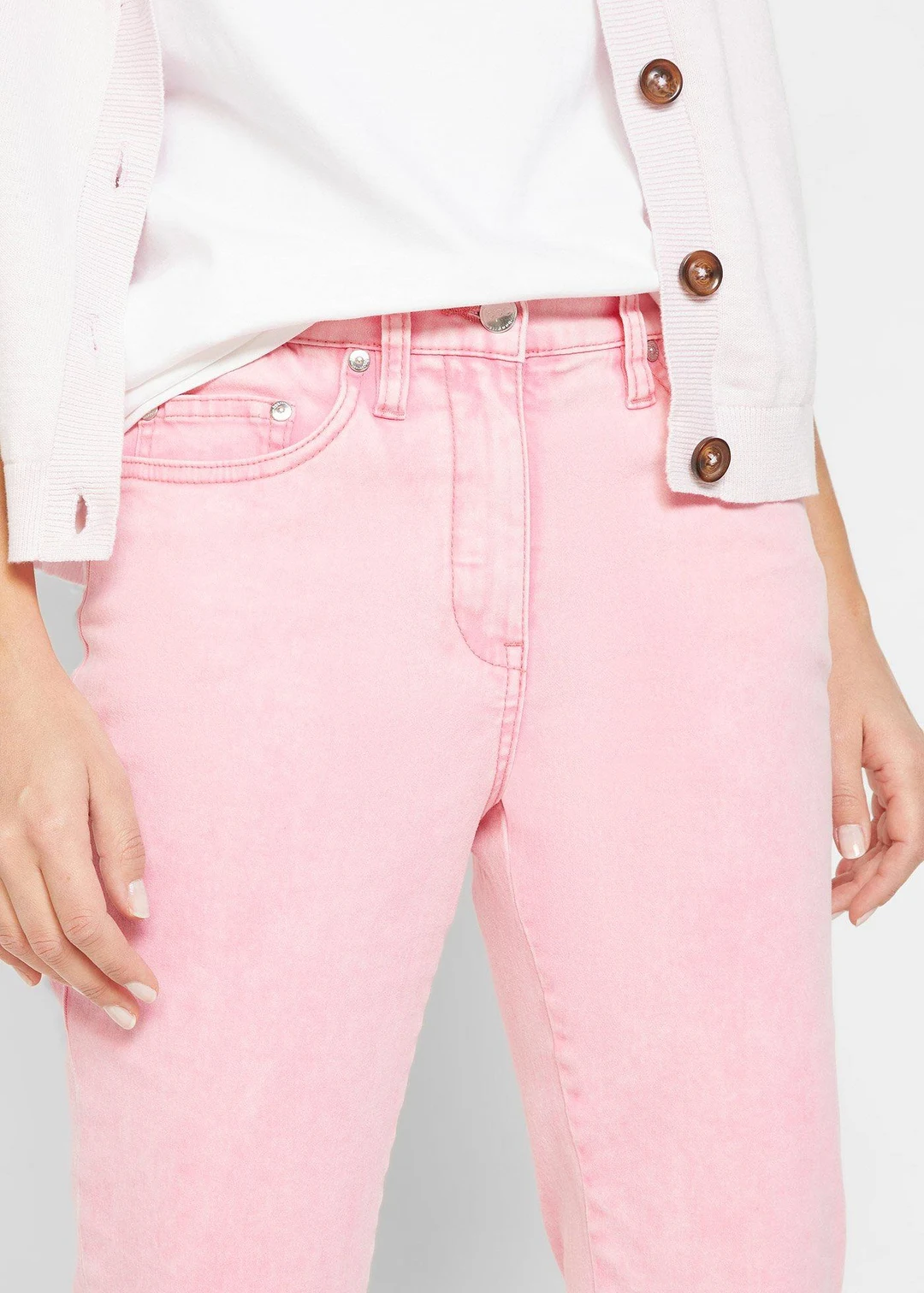 Pantalon twill raccourci look used