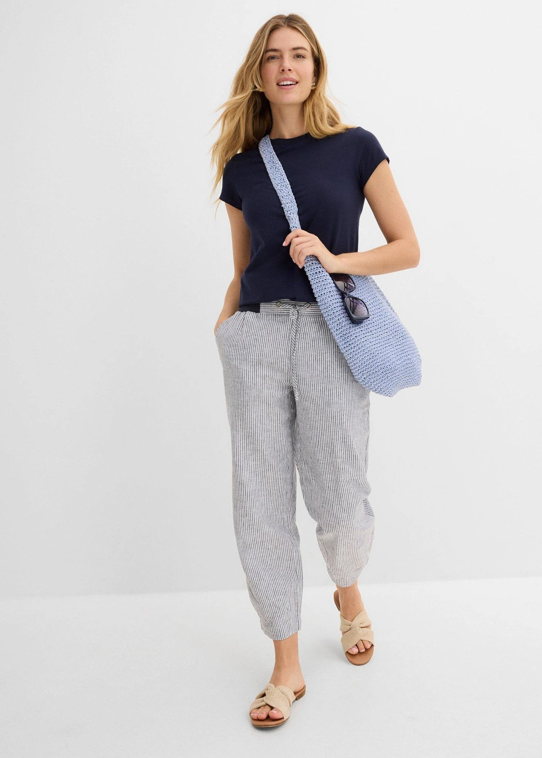 Pantalon 7/8 en lin mélangé - 2