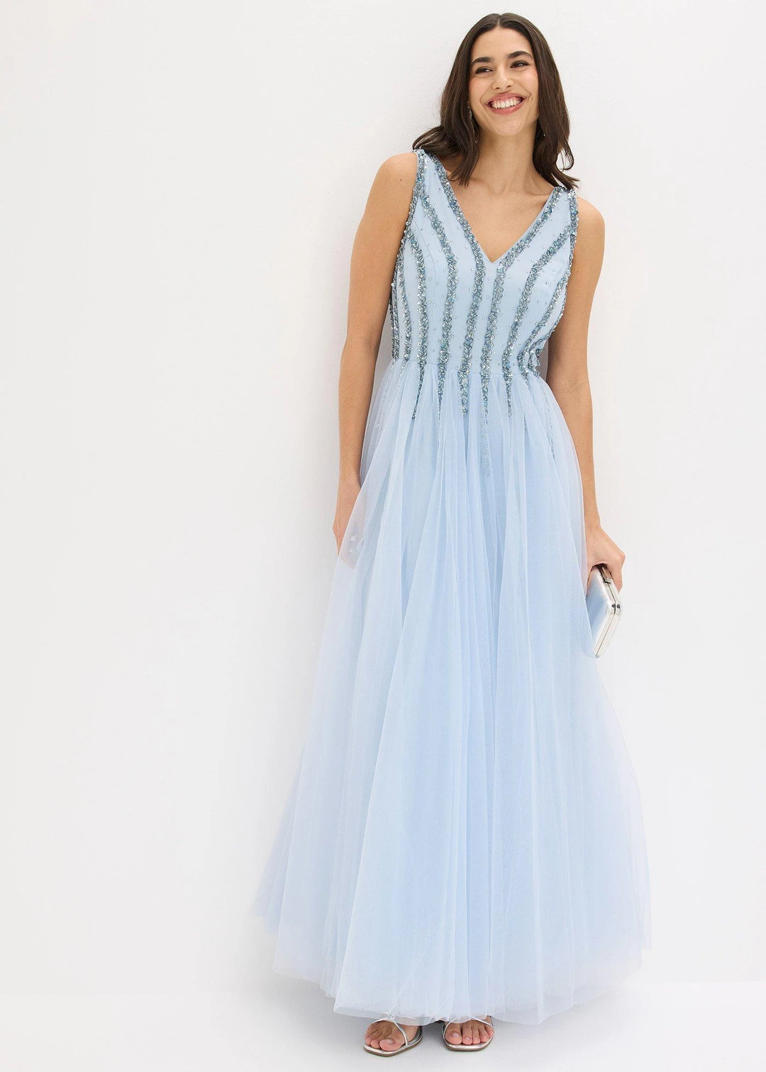 Robe longue en tulle fin avec sequins brodés - 2