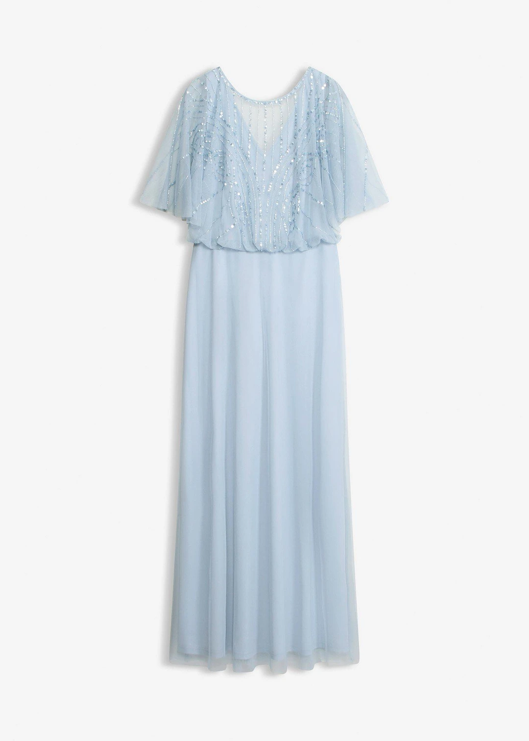 Robe longue en tulle fin avec sequins brodés
