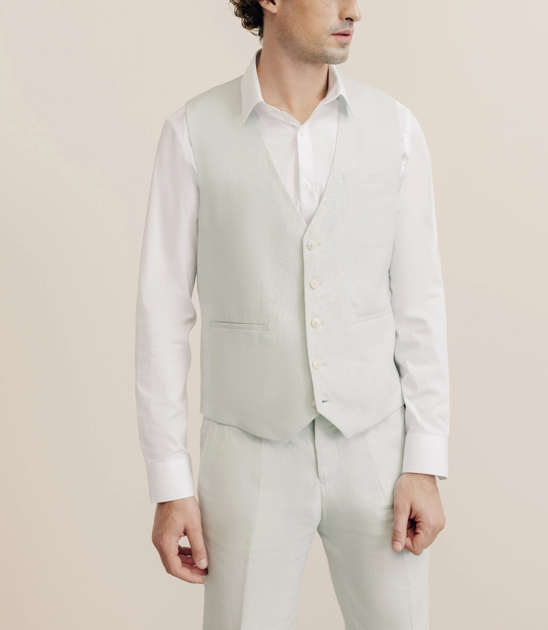 IZAC - Gilet 100% lin vert eau