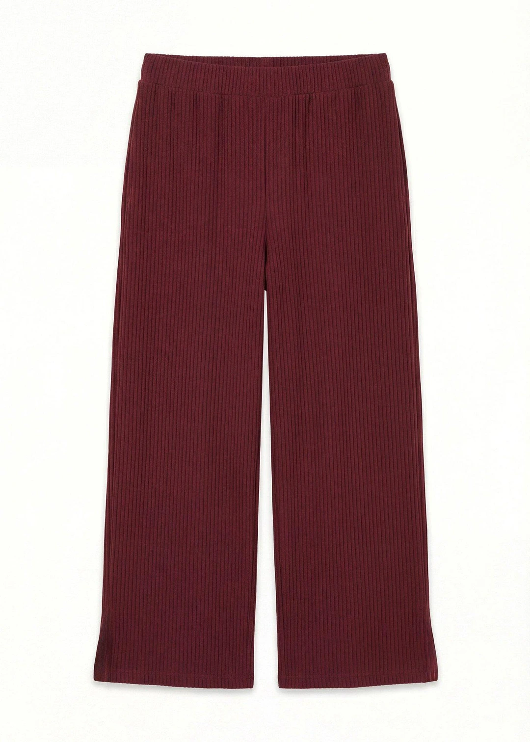 Pantalon en jersey côtelé à taille élastiquée