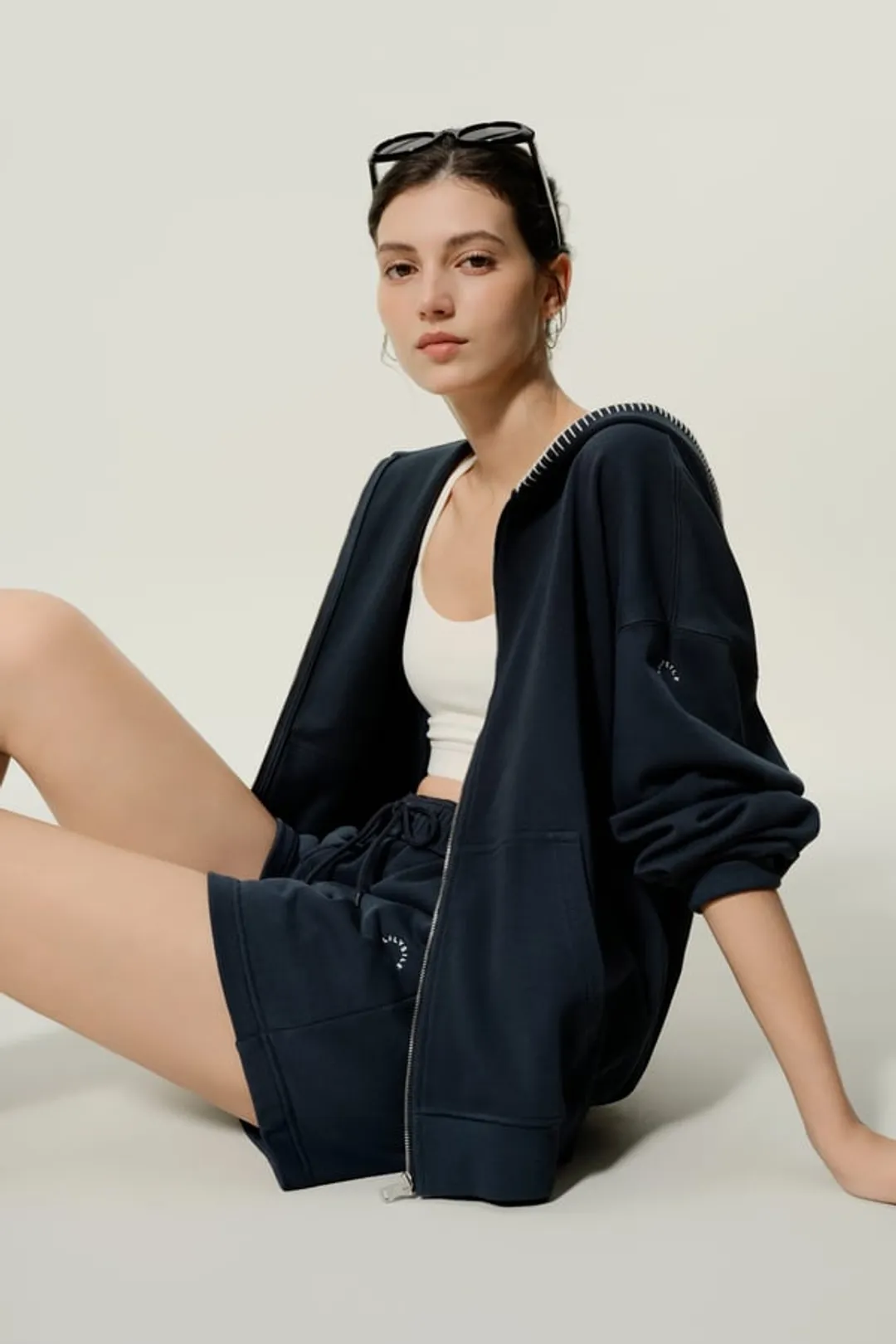 LILYSILK Sweat Seamflow Verge Noir XL Femme - SILKERRY Respirant Douceur Capuche Zippée Oversize