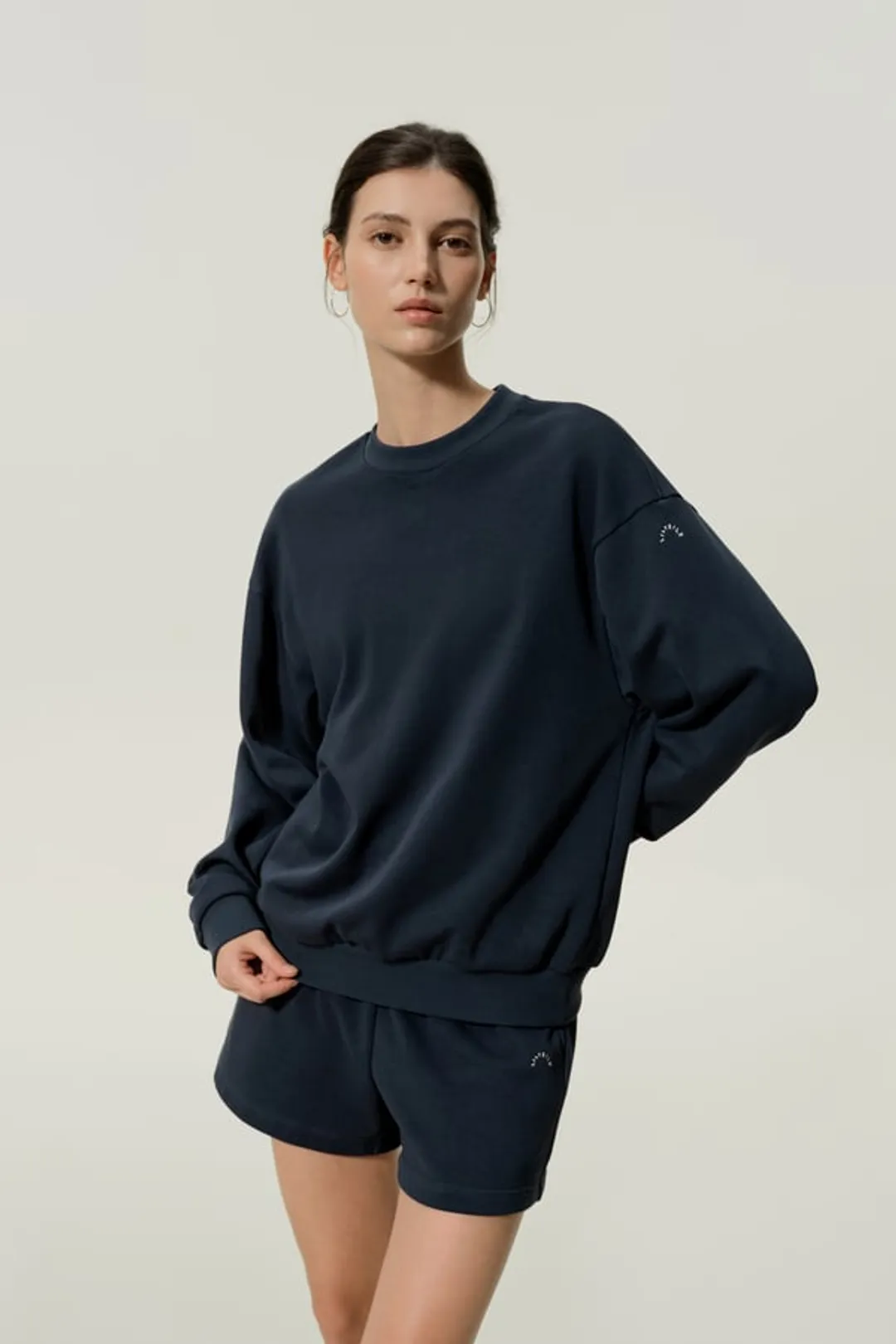 LILYSILK Sweatshirt Ras du Cou Porchlight Balance Noir XL - SILKERRY Doux et Confortable, Épaules Tombantes, Coupe Décontractée