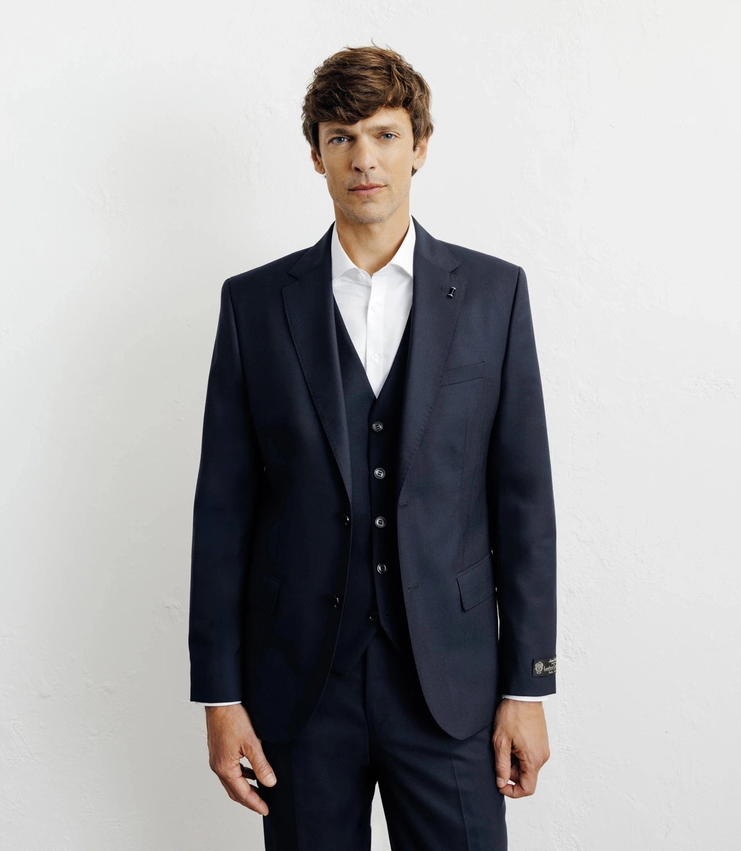 IZAC - Costume 100% laine bleu marine
