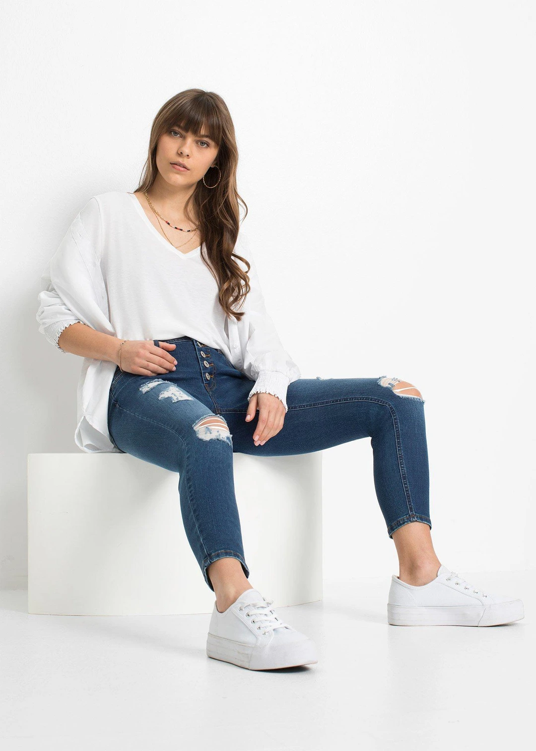 Jean skinny taille mi-haute, effets destroy - 2