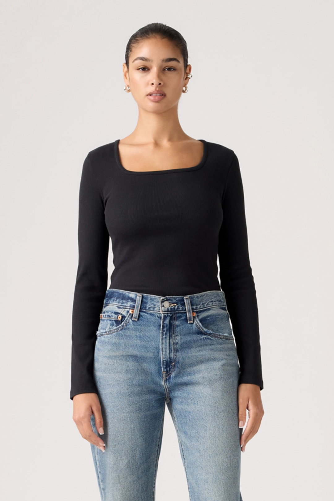 Levi's T Shirt Manche Longue Et Encolure Carrée Essential - Femme - Blanc / Bright White - XS - 2