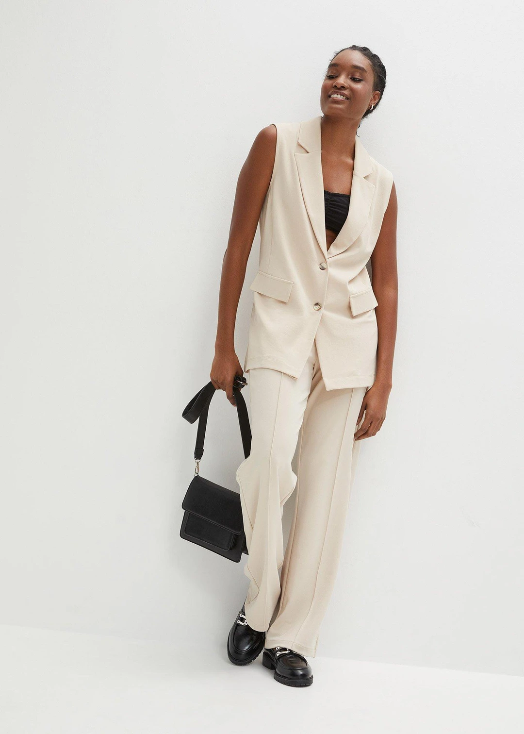 Pantalon élastiqué en interlock épais