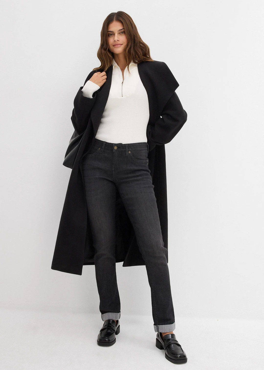 Jean droit taille mi-haute, extensible - 2