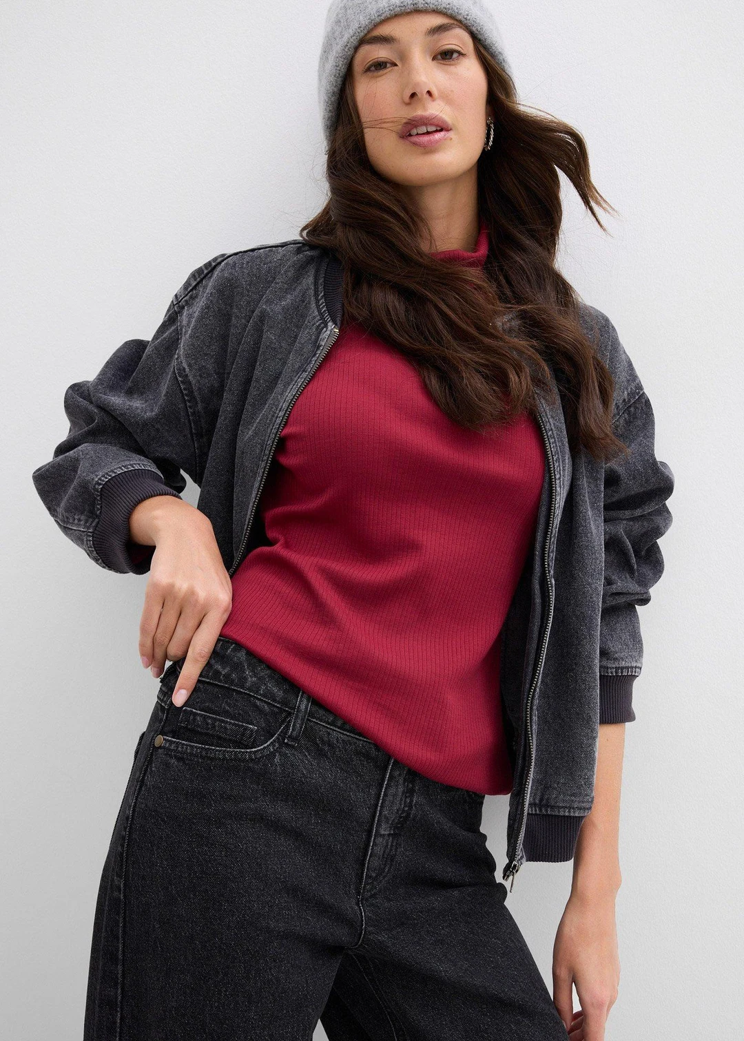 Jean large taille mi-haute, longueur sol - 3