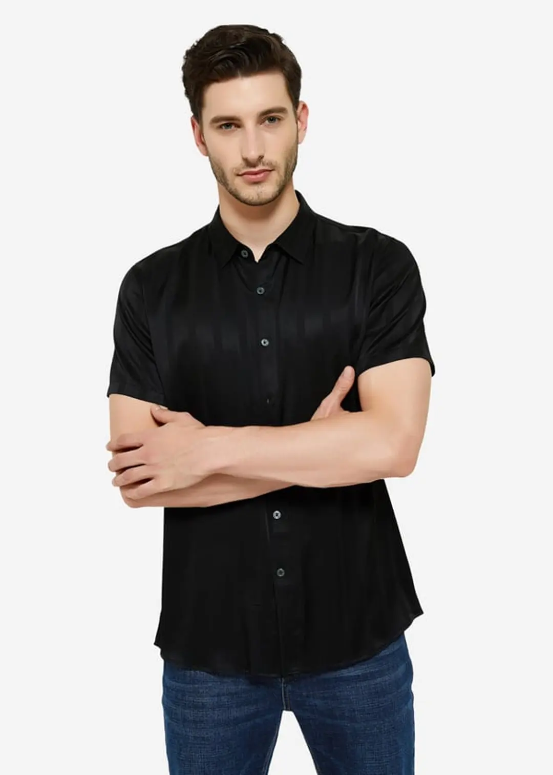 LILYSILK Chemise Homme en Soie à Rayures Jacquard Élégante Noir S