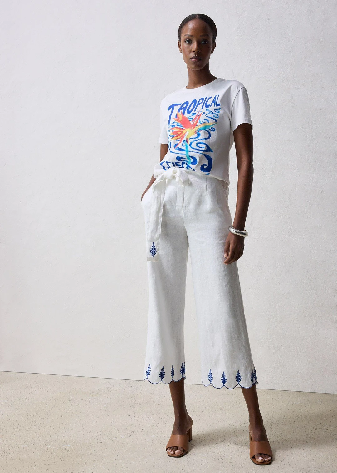 Jupe-culotte en lin avec ceinture (ens. 2 pces) - 2