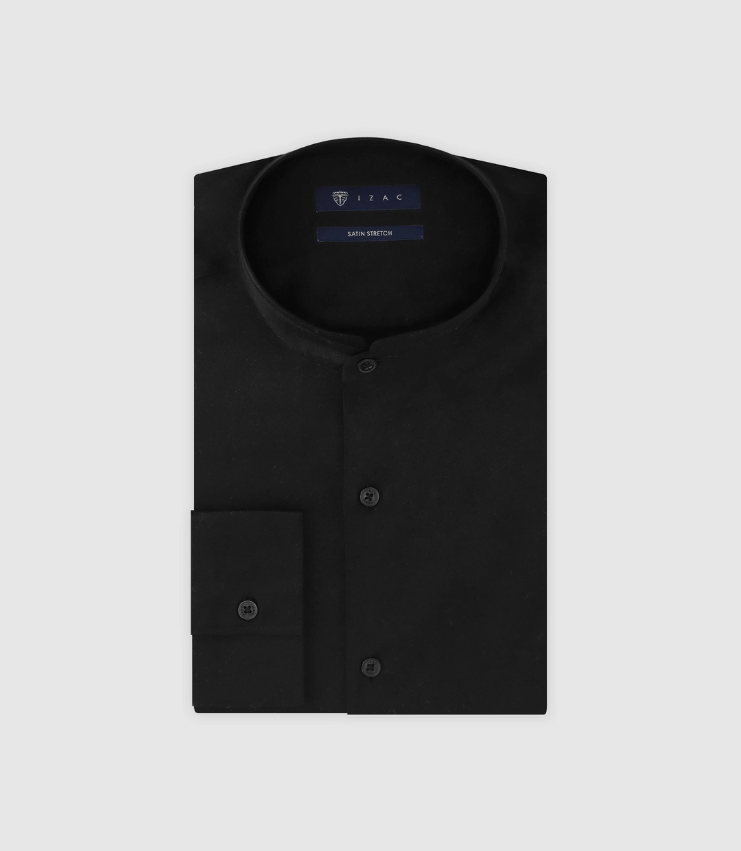IZAC - Chemise col mao en satin noire