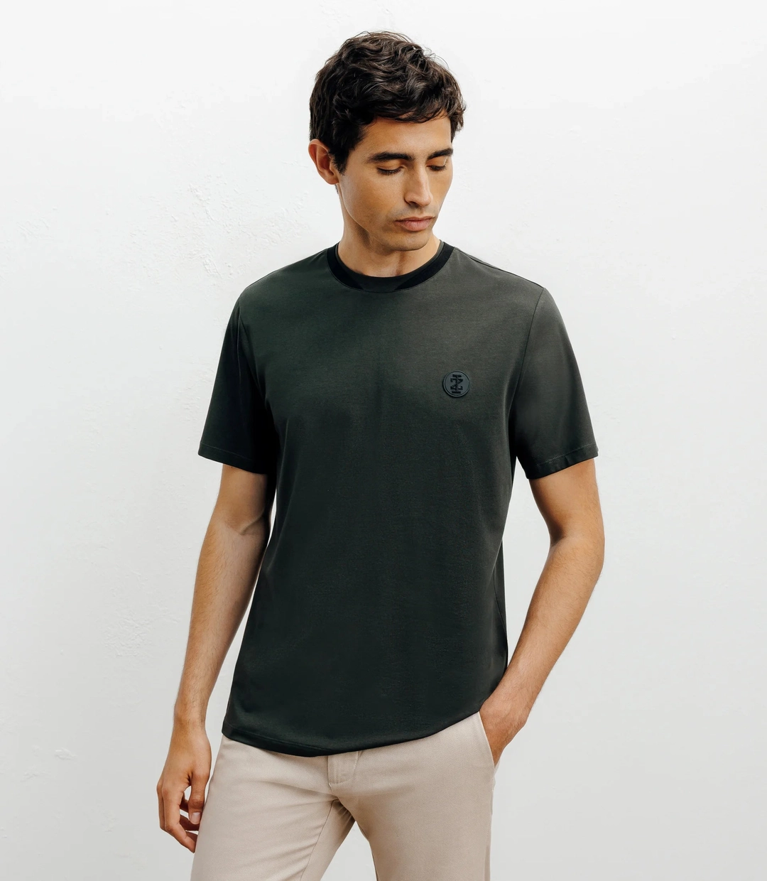 IZAC - T-shirt col teddy kaki