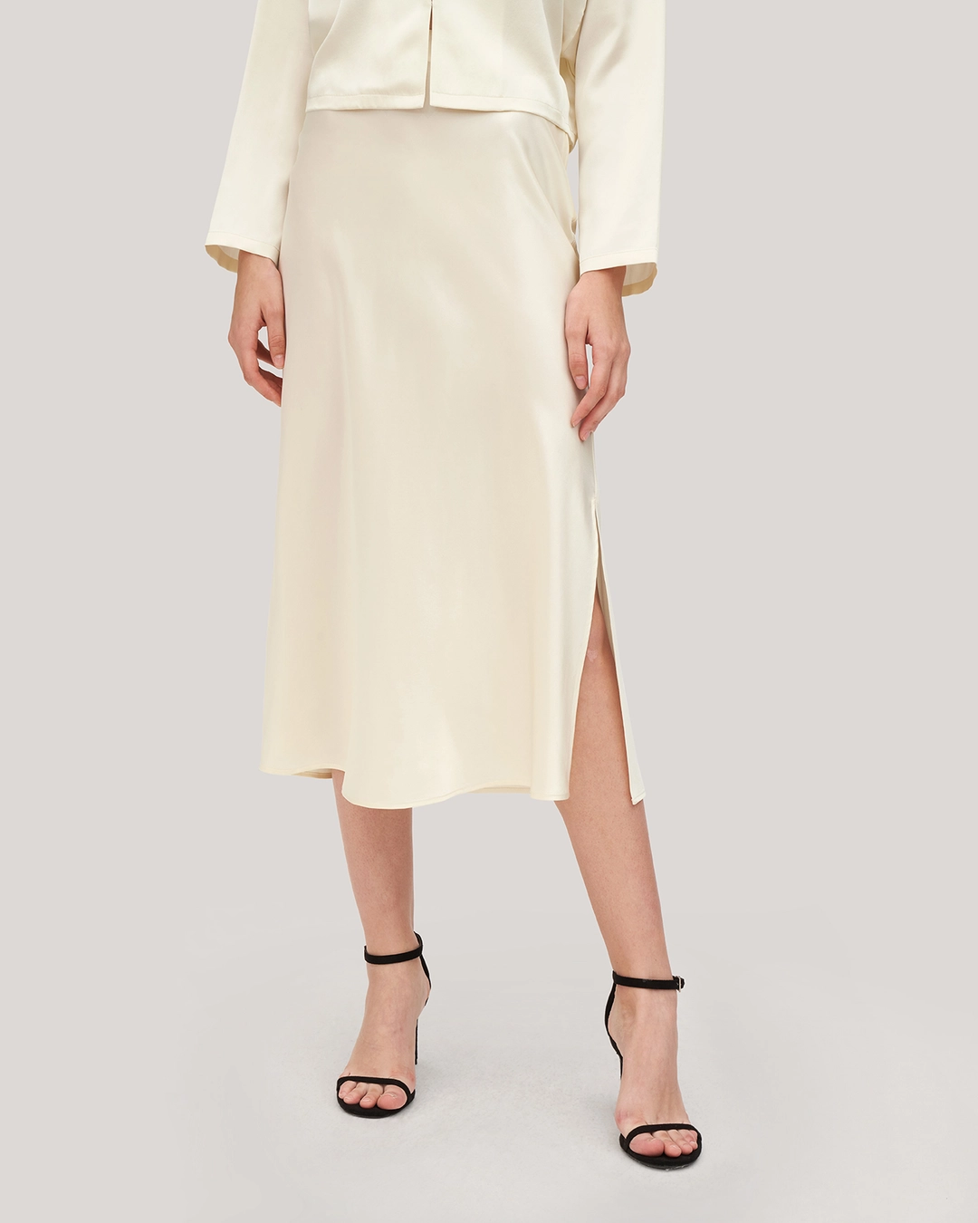 LILYSILK Jupe Soie Blanche Femme Fermeture Éclair Latérale Dissimulée 100% Soie De Mûrier Léger Et Respirant Jupes Blanc