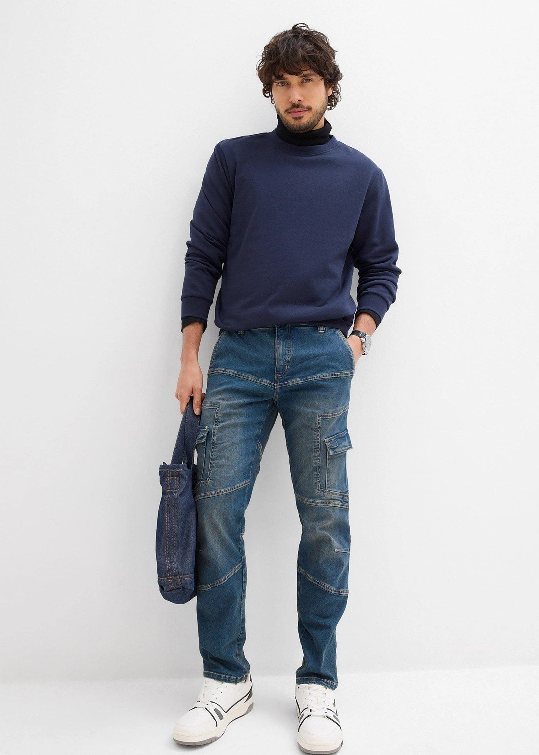 Jean droit extensible, poches cargo, regular - 2
