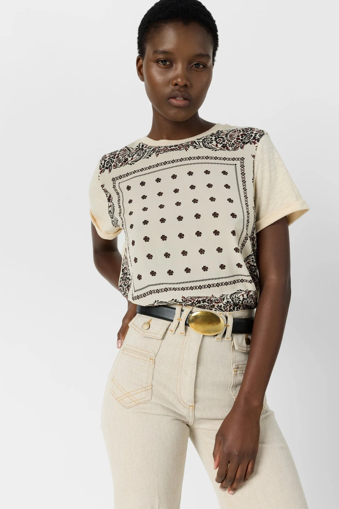 T-shirt bi matière esprit foulard - MANOLIA - Marine - 2