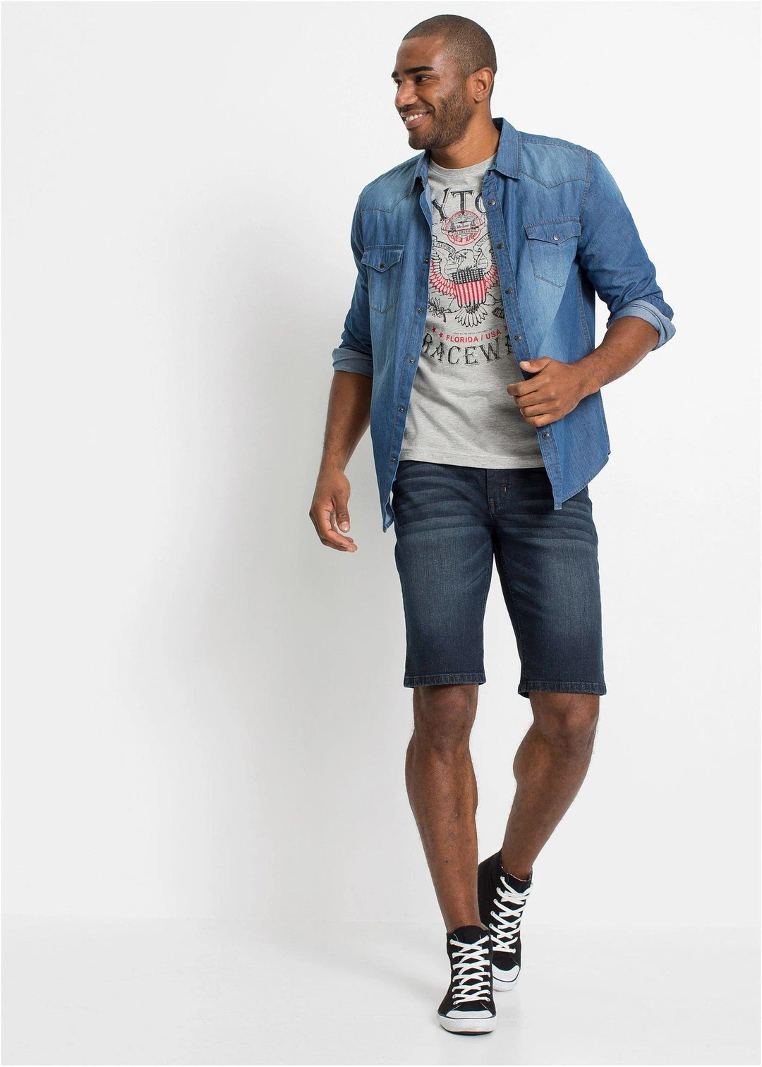 Bermuda en jean extensible, slim - 2
