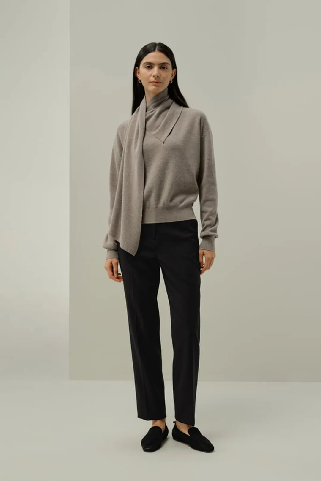 LILYSILK Pull En Laine-Cachemire À Col Papillon Mélange 70 % Laine, 30 % Cachemire Toast L