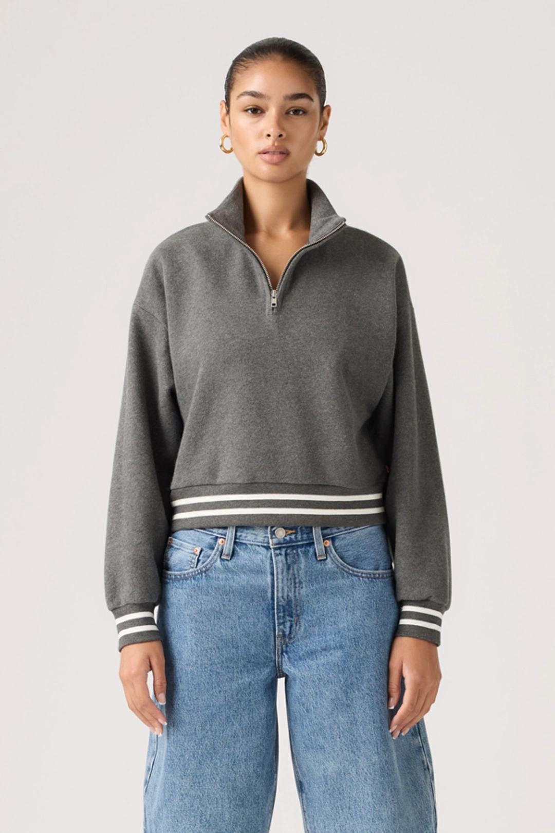 Levi's Sweat Shirt 1/4 Zip Everyday - Femme - Gris / Charcoal Heather - XS - 2