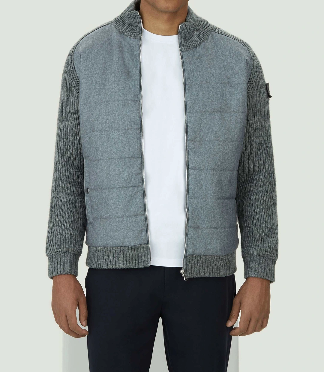 IZAC - Sweat zippé col montant gris chiné ''SWlestat''