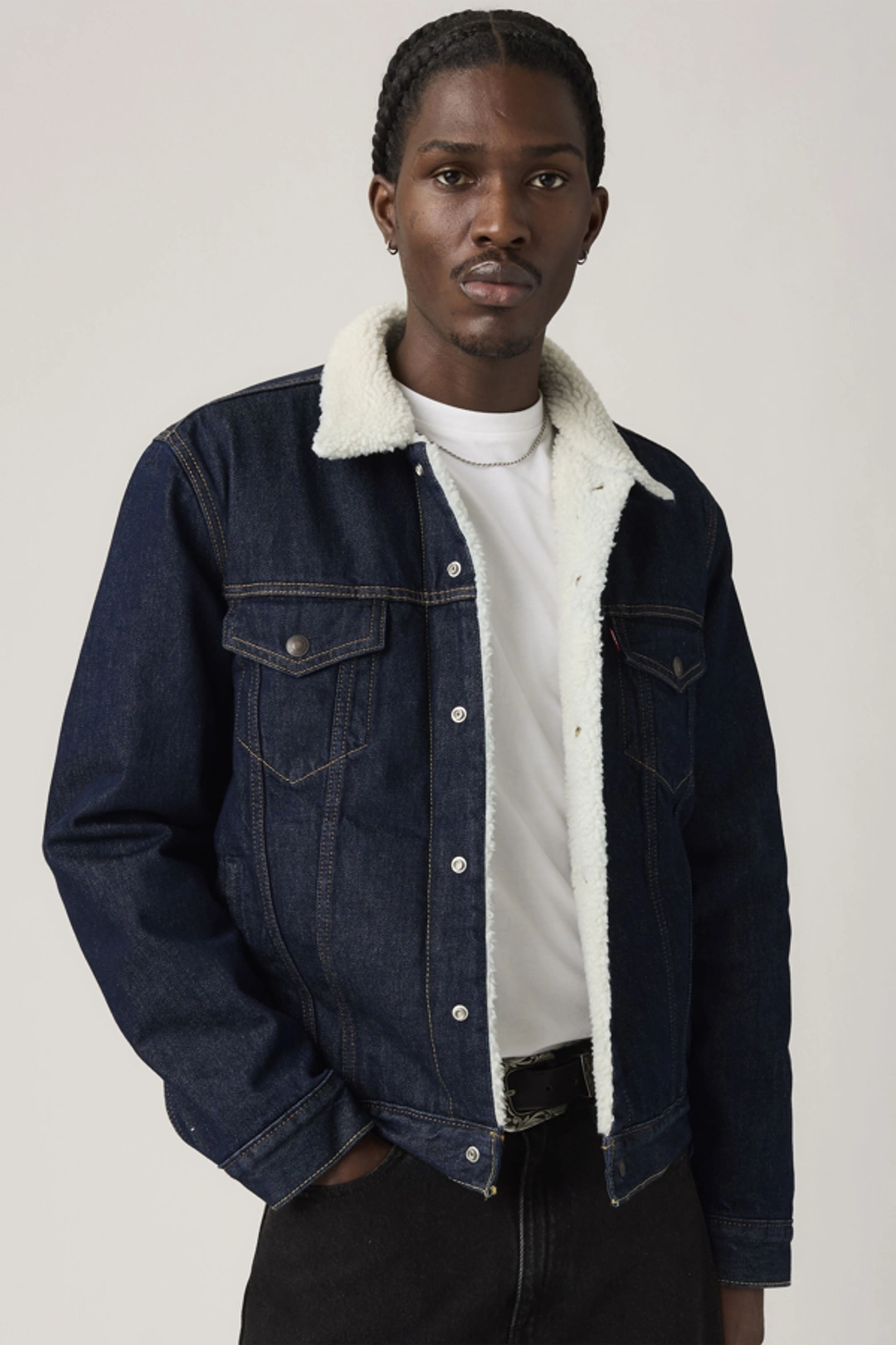 Levi's Veste Trucker Type III Sherpa - Homme - Bleu / Give It A Rinse Sherpa - 2XL