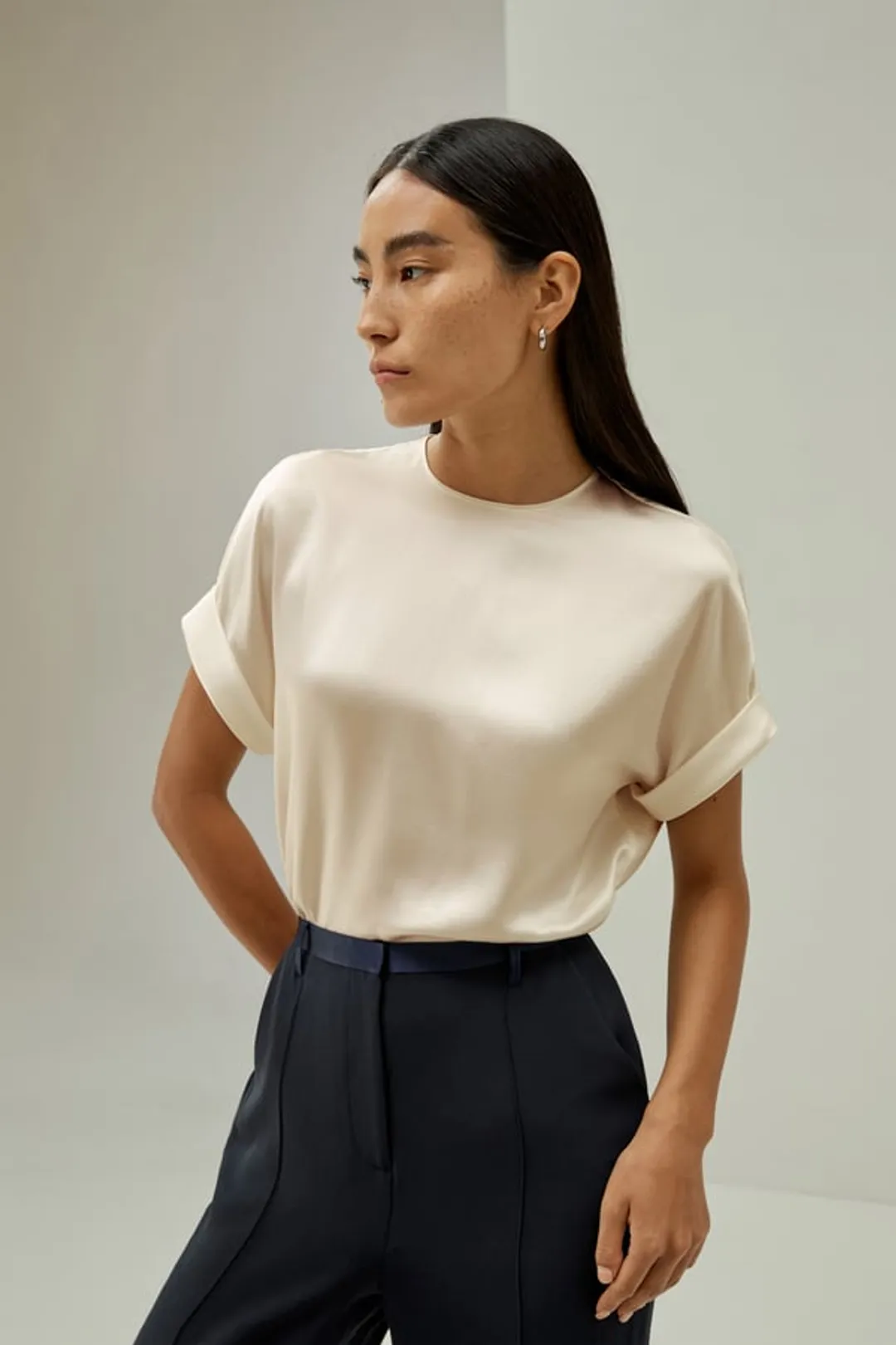 LILYSILK Top Soie Pour Un Style Sans Effort Pure Soie Simple Et Classique S'Accorde Avec N'Importe Quelle Tenue Bleu Marine S