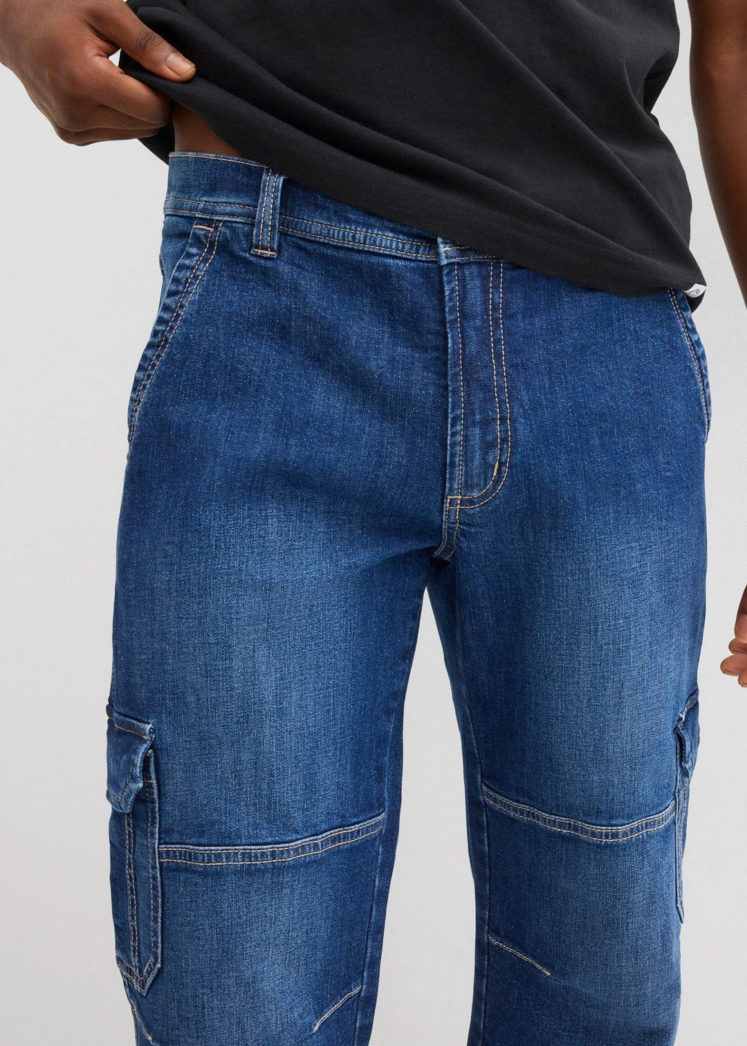 Jean cargo 3/4 regular droit