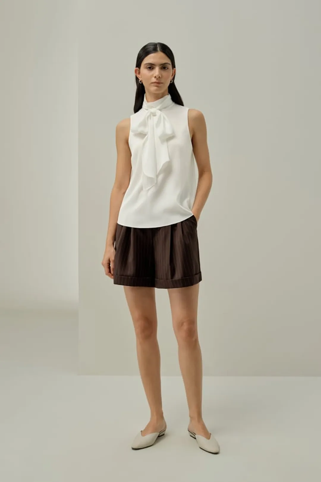 LILYSILK Blouse Soie Femme Haut Sans Manches Avec Col À Nouer Soie Charmeuse Facile À Assortir Confortable Brillant Lisse Doux Blanc Naturel S