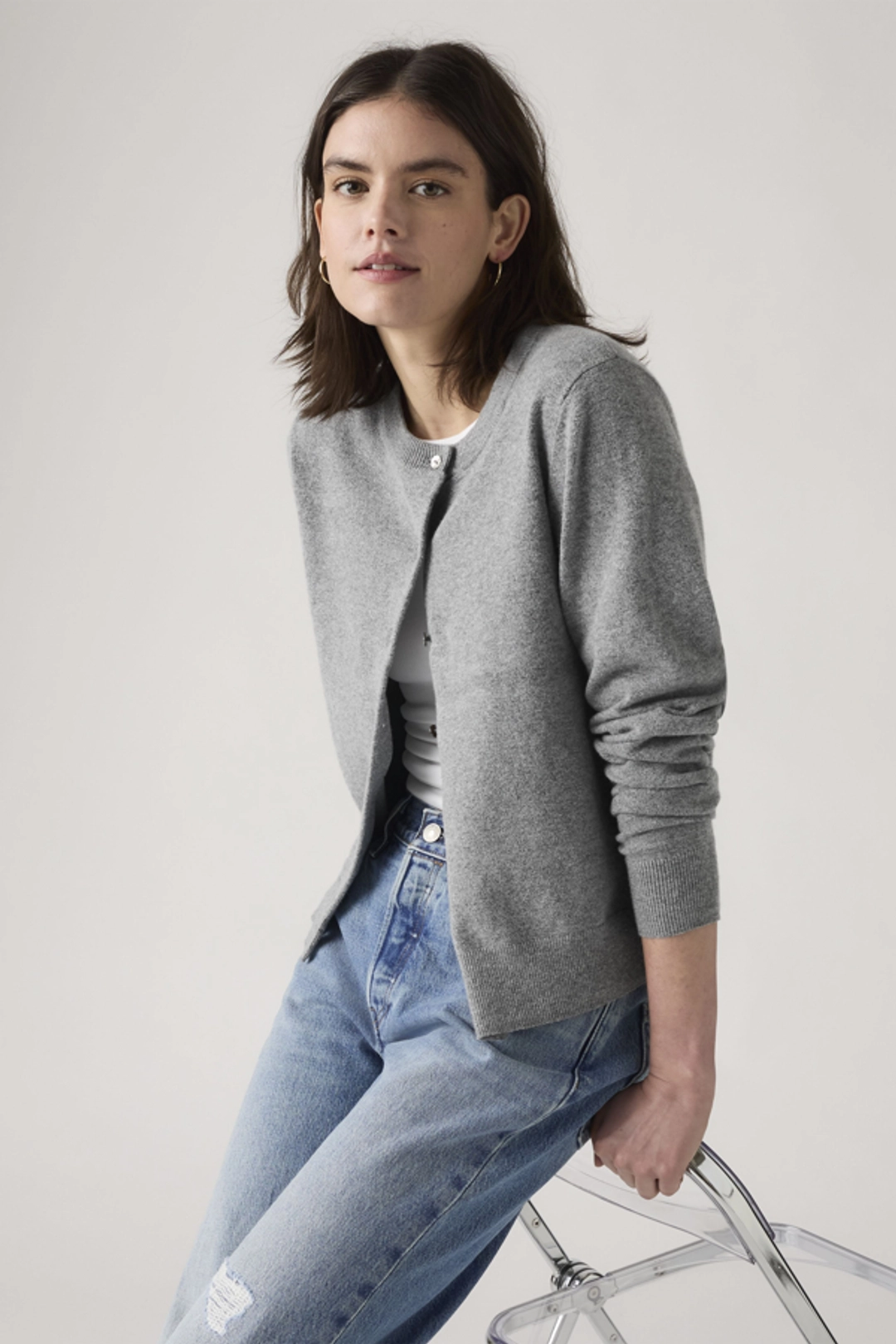 Levi's Cardigan Col Rond Supersoft - Femme - Neutral / Paris Stripe Curds Whey Triblend - XS