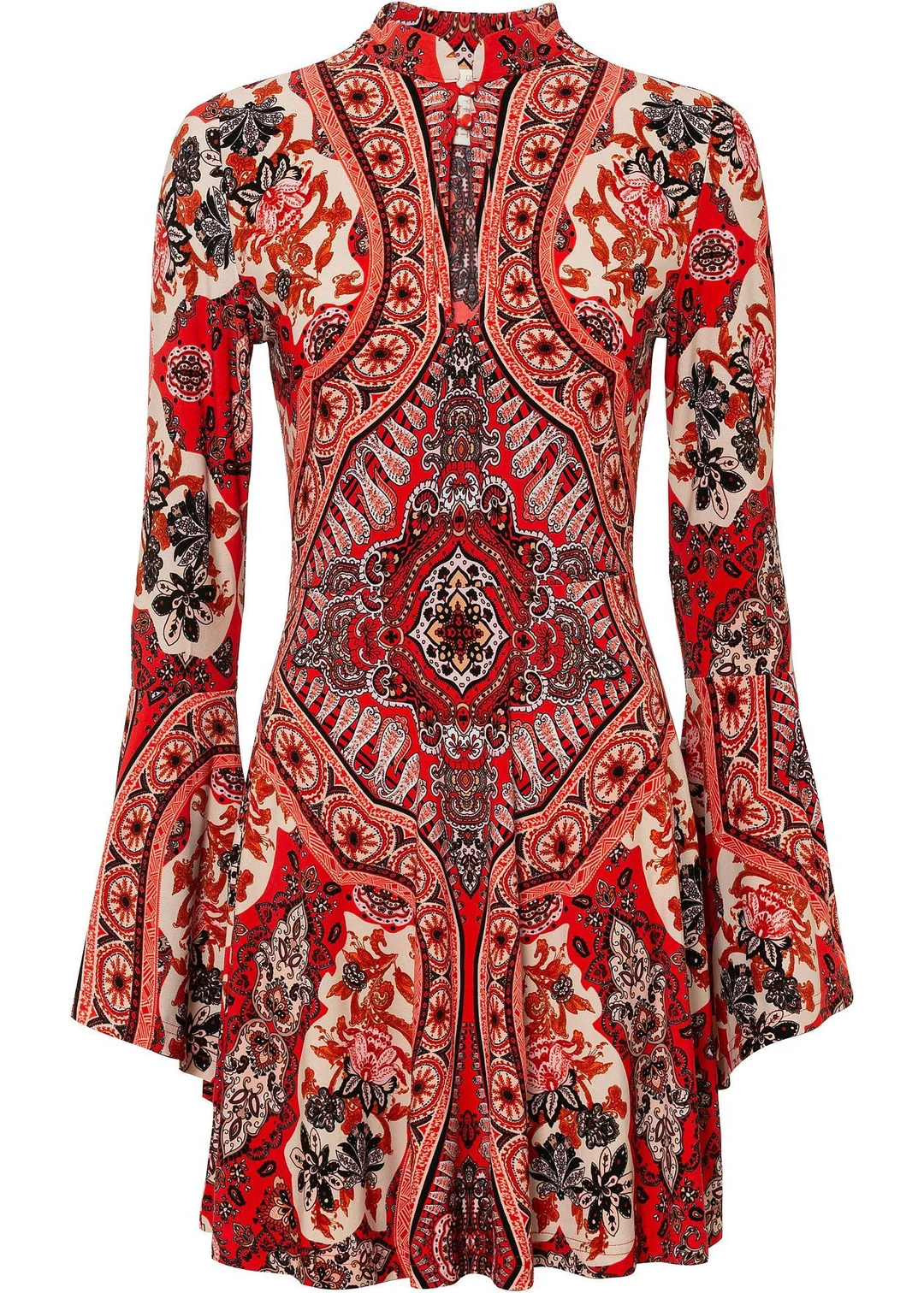 Robe en jersey avec col montant et manches volantées