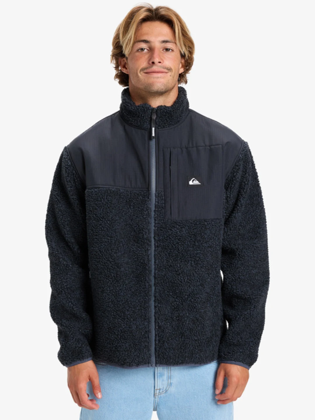 Shallow Water - Veste polaire Sherpa zippée pour Homme Noir
