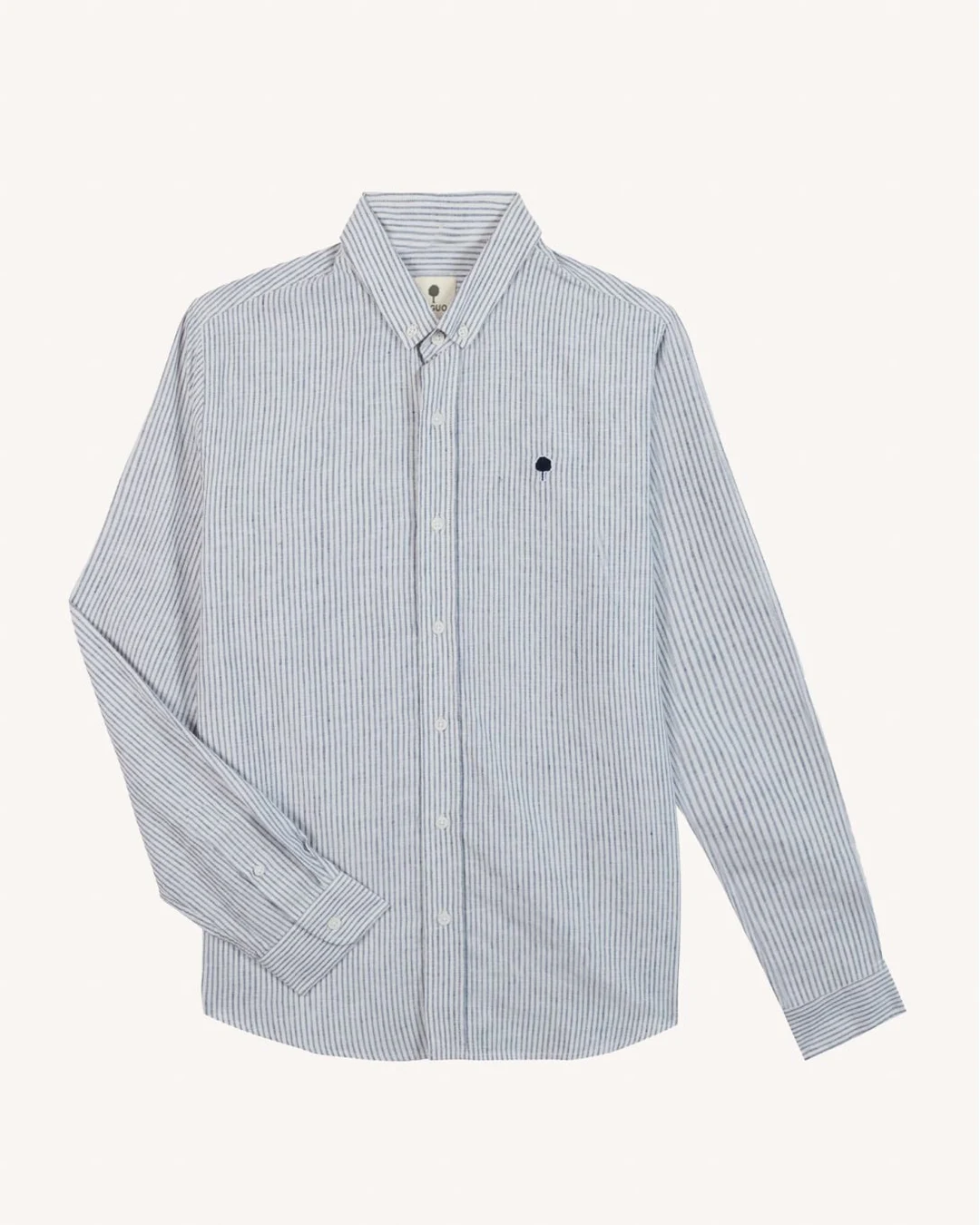 Chemise en lin rayée vert et écru - IVOY - 2