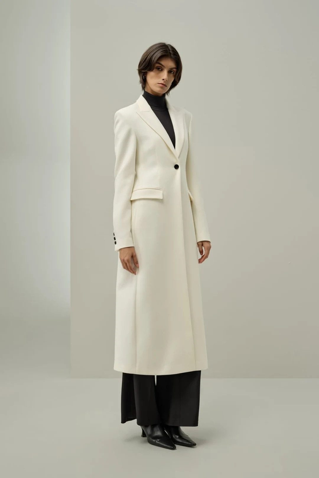 LILYSILK Manteau Femme Chic Tweed Soie Laine Ajusté Revers Déstructuré Blanc Naturel 36