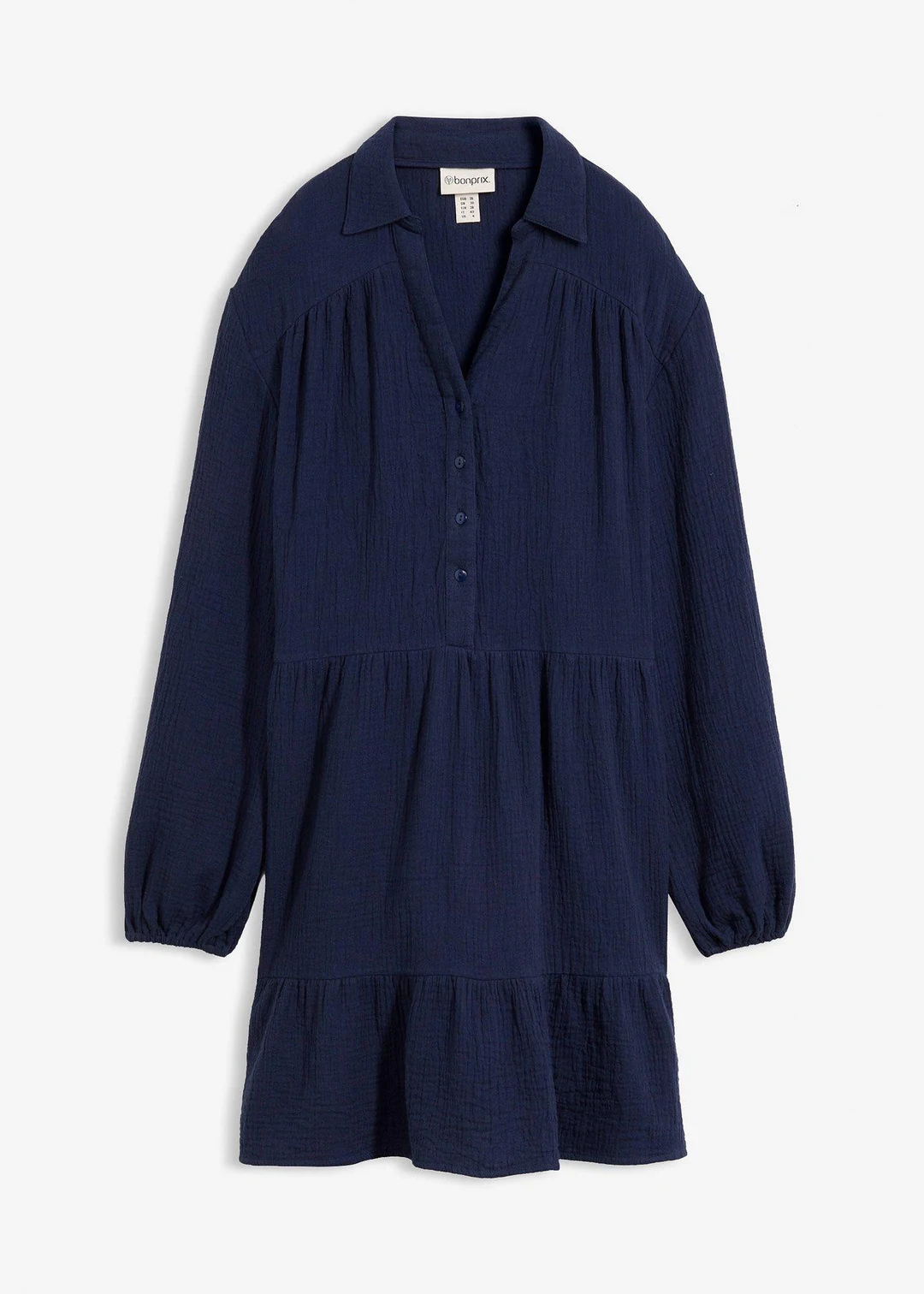 Robe courte étagée en gaze de coton