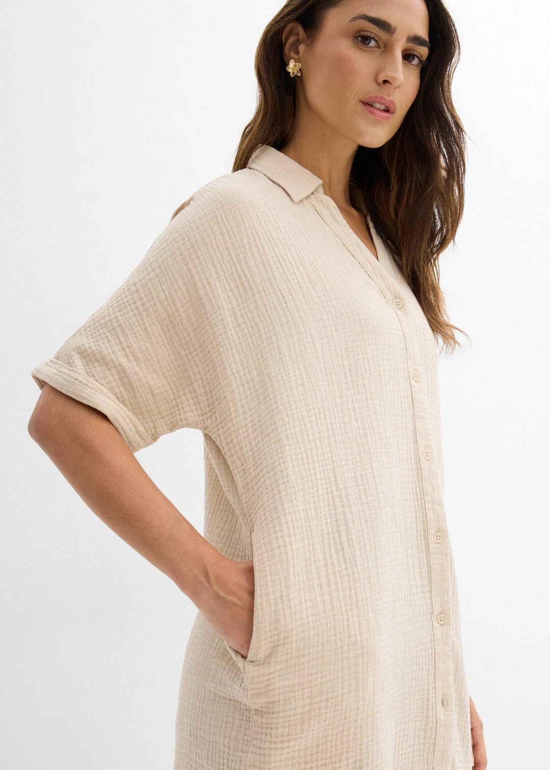 Chemisier long, oversize et doux en gaze de coton - 3