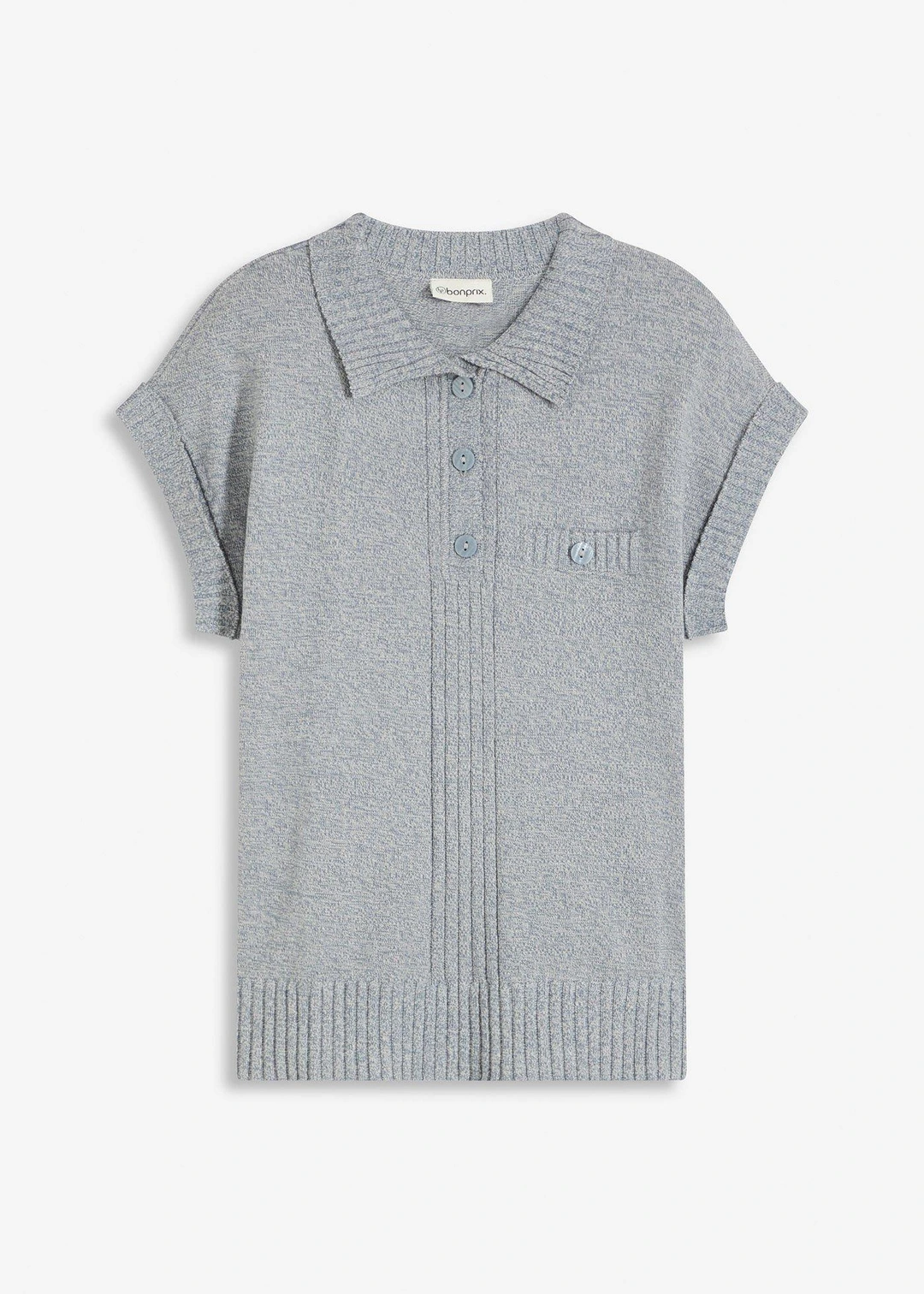 Pull col polo en coton mélangé