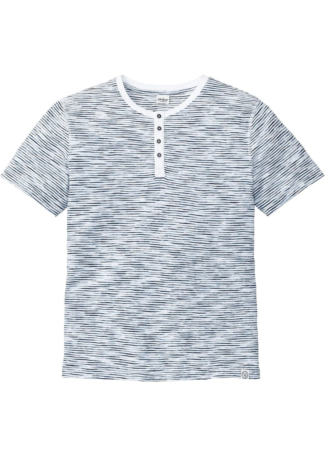 T-shirt col tunisien, 100% coton