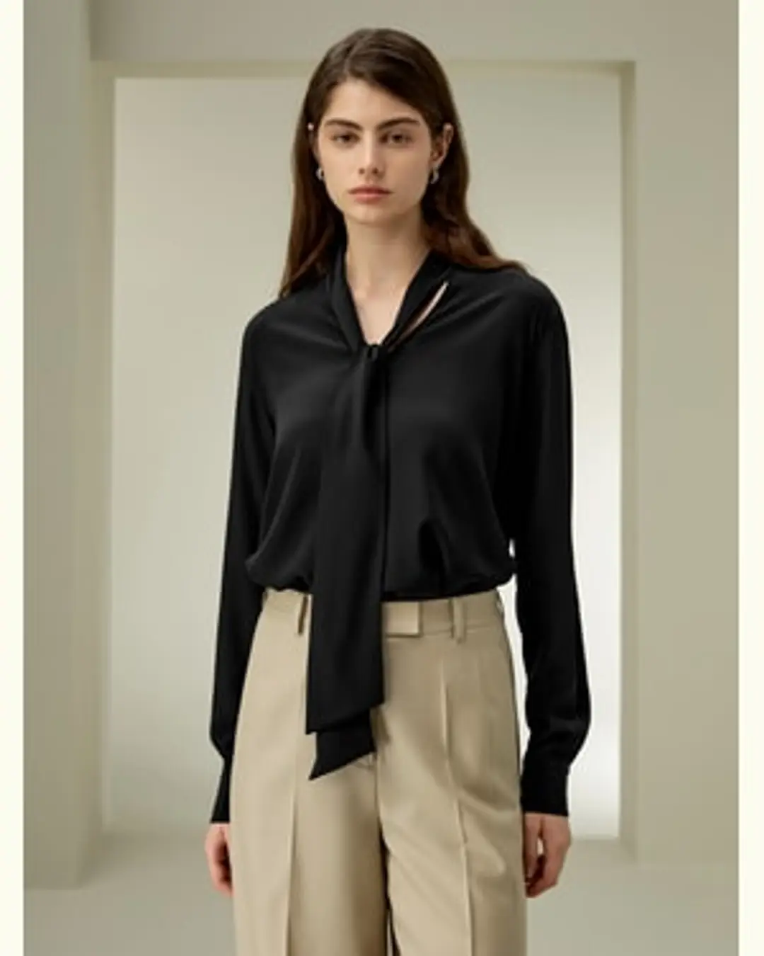 LILYSILK Chemisier Soie Femme Apparence Raffinée Et Professionnelle 100% Soie Coupe Régulière Facile À Assortir Noir S